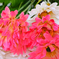 искусственные цветы герберы с добавкой ромашки цвета белый с розовым 19