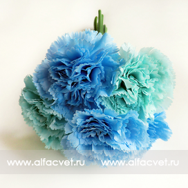 искусственные цветы букет гвоздик цвета синий, голубой, белый 48