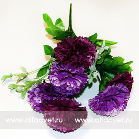 искусственные цветы гвоздики цвета фиолетовый и темно-фиолетовый 27