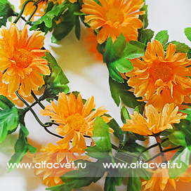 искусственные цветы цепь лиана с ромашками цвета оранжевый 2