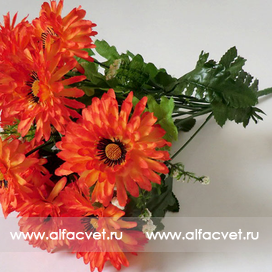 искусственные цветы букет маргариток с добавкой цвета красный 4