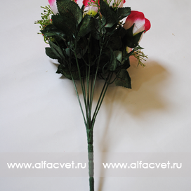 искусственные цветы розы цвета малиновый с белым 37